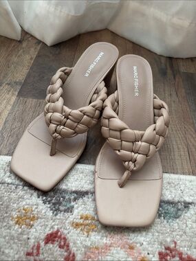 Marc Fisher Nude Braided Toe-Loop Sandals
